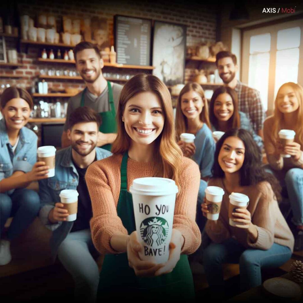 Starbucks' mobile app enhancing personalized coffee experiences.