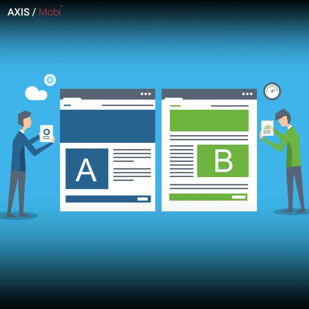 Split testing symbolized by two beakers, showcasing AB testing and campaign experimentation.