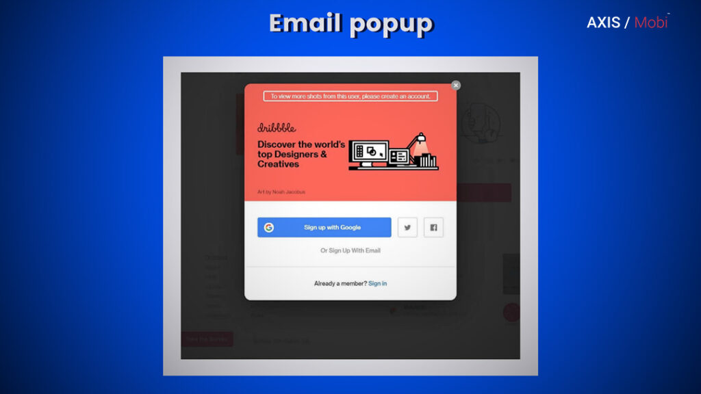 Popup example prompting visitors to sign up for a newsletter or download a free guide.